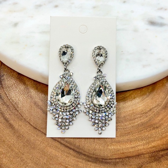 Jewelry - Bridal Silver Chandelier Earrings